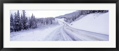 Framed Snow covered road in winter, Haines Highway, Yukon, Canada Print