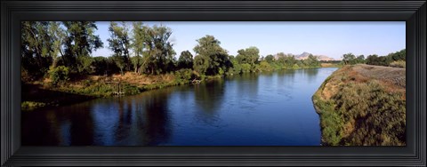 Framed River with a mountain in the background, Sacramento River, Sutter Butte, California, USA Print