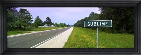 Framed Road passing through a field, Sublime, Lavaca County, Texas, USA Print