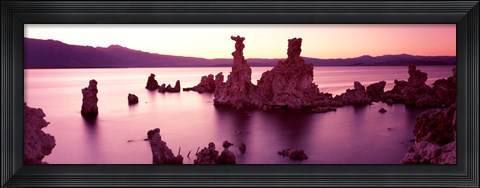Framed Rock formations in a lake, Mono Lake, California, USA Print