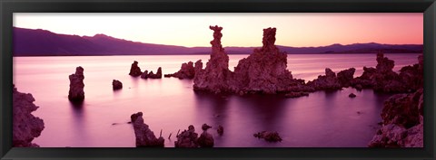 Framed Rock formations in a lake, Mono Lake, California, USA Print