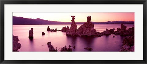 Framed Rock formations in a lake, Mono Lake, California, USA Print