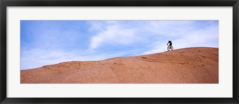 Framed Biker on Slickrock Trail, Moab, Grand County, Utah, USA Print
