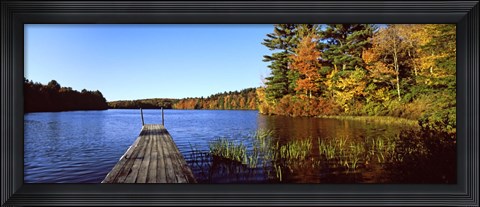 Framed Fall colors along a New England lake, Goshen, Hampshire County, Massachusetts, USA Print