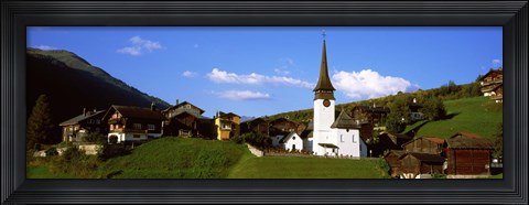 Framed Swiss village in Rhone Valley, Switzerland Print
