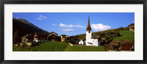 Framed Swiss village in Rhone Valley, Switzerland Print