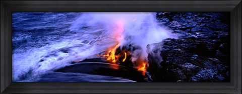 Framed Lava flowing from a volcano, Kilauea, Hawaii Volcanoes National Park, Big Island, Hawaii, USA Print
