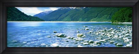 Framed Rocks in a lake, Mackenzie Country, South Island, New Zealand Print