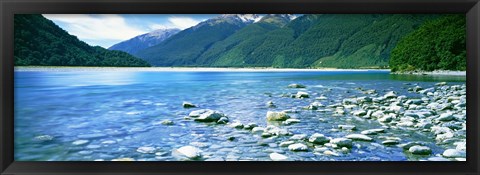 Framed Rocks in a lake, Mackenzie Country, South Island, New Zealand Print