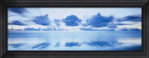 Framed Reflection of clouds on water, Foxton Beach, Levin, Wellington, Manawatu-Wanganui, North Island, New Zealand Print