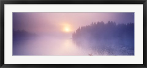 Framed Fog over a river at dawn, Vuoksi River, South Karelia, Finland Print