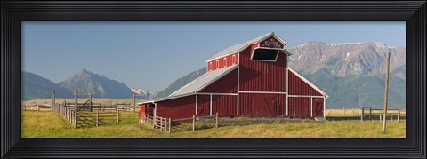 Framed Barn in a field with a Wallowa Mountains in the background, Joseph, Wallowa County, Oregon, USA Print