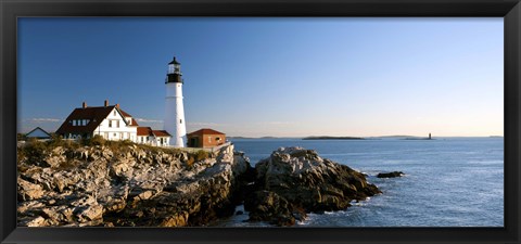 Framed Lighthouse on the coast, Portland Head Lighthouse, Ram Island Ledge Light, Portland, Cumberland County, Maine, USA Print