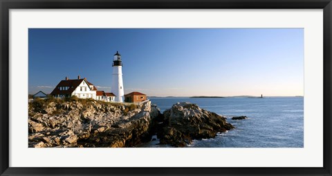 Framed Lighthouse on the coast, Portland Head Lighthouse, Ram Island Ledge Light, Portland, Cumberland County, Maine, USA Print