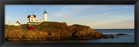 Framed Lighthouse on the coast, Cape Neddick Lighthouse, Cape Neddick, York, Maine, USA Print