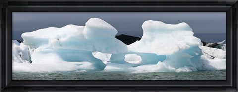 Framed Icebergs and volcanic ash, Jokulsarlon Lagoon, Iceland Print