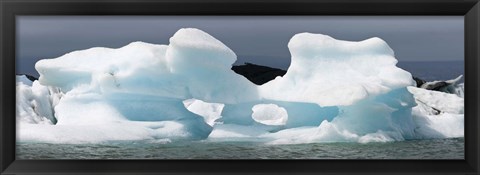 Framed Icebergs and volcanic ash, Jokulsarlon Lagoon, Iceland Print