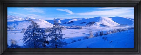Framed Snow covered valley in winter, Manor Valley, Scottish Borders, Scotland Print