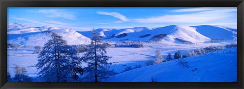 Framed Snow covered valley in winter, Manor Valley, Scottish Borders, Scotland Print