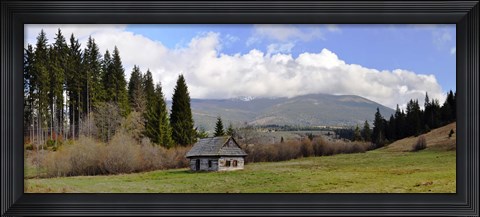 Framed Old wooden home on a mountain, Slovakia Print