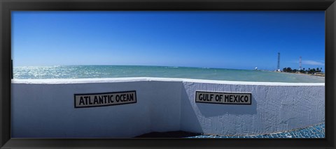 Framed Junction of Atlantic Ocean and Gulf of Mexico, Key West, Monroe County, Florida, USA Print