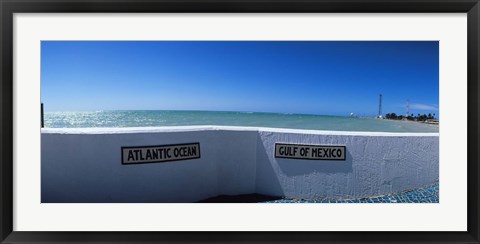 Framed Junction of Atlantic Ocean and Gulf of Mexico, Key West, Monroe County, Florida, USA Print