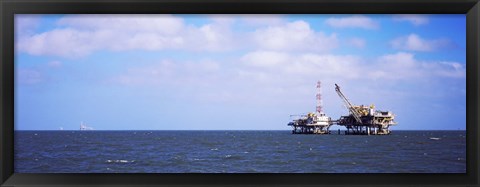 Framed Natural gas drilling platform in Mobile Bay, Alabama, USA Print