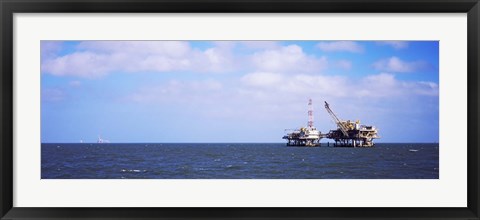 Framed Natural gas drilling platform in Mobile Bay, Alabama, USA Print