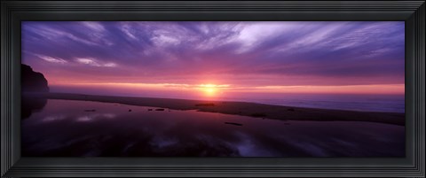 Framed Sunset over Pomponio State Park, San Mateo County, California, USA Print