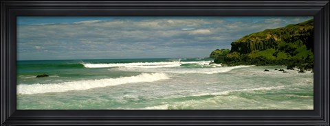 Framed Waves breaking on the shore, backside of Lennox Head, New South Wales, Australia Print