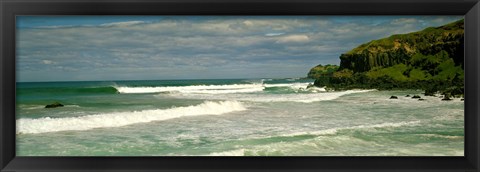 Framed Waves breaking on the shore, backside of Lennox Head, New South Wales, Australia Print