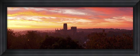 Framed Durham Cathedral view from Wharton Park at sunrise, Durham, County Durham, England Print