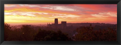 Framed Durham Cathedral view from Wharton Park at sunrise, Durham, County Durham, England Print