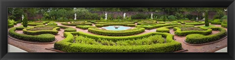 Framed Fountain in a garden, Latham Memorial Garden, Tryon Palace, New Bern, North Carolina, USA Print