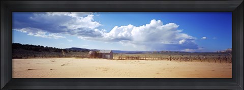 Framed Old well and ranch in the desert, Utah, USA Print