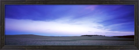 Framed Buffalo farm at dusk, Clear Creek Ranch, Utah, USA Print