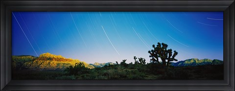 Framed Star trails over Red Rock Canyon National Conservation Area, Nevada, USA Print