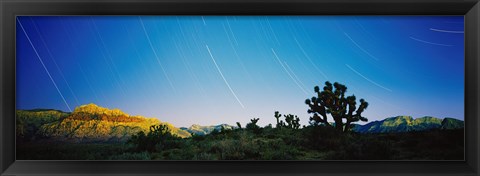 Framed Star trails over Red Rock Canyon National Conservation Area, Nevada, USA Print