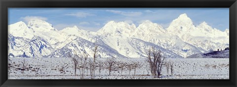 Framed Grand Teton Range in winter, Wyoming, USA Print