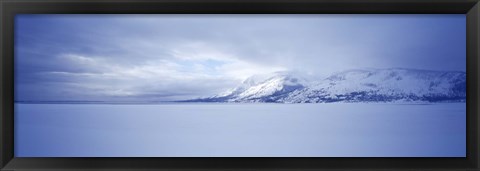 Framed Frozen Jackson Lake in winter, Grand Teton National Park, Wyoming, USA Print