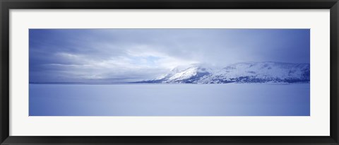 Framed Frozen Jackson Lake in winter, Grand Teton National Park, Wyoming, USA Print
