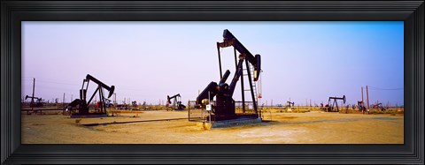 Framed Oil wells in oil field, California State Route 46, California, USA Print