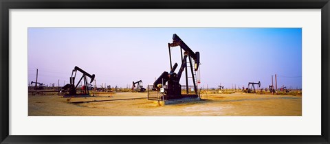 Framed Oil wells in oil field, California State Route 46, California, USA Print
