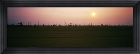 Framed Oil field at sunset, California State Route 46, California, USA Print