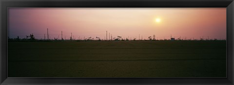 Framed Oil field at sunset, California State Route 46, California, USA Print