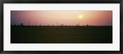 Framed Oil field at sunset, California State Route 46, California, USA Print