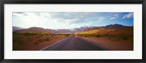 Framed Road passing through mountains, Calico Basin, Red Rock Canyon National Conservation Area, Las Vegas, Nevada, USA Print