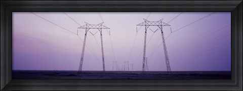 Framed Electric towers at sunset, California, USA Print