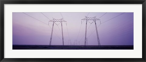 Framed Electric towers at sunset, California, USA Print