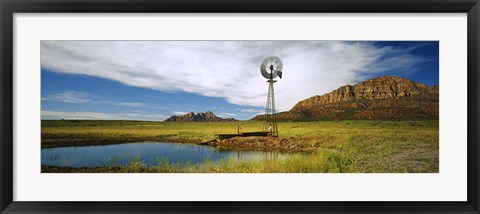 Framed Solitary windmill near a pond, U.S. Route 89, Utah Print